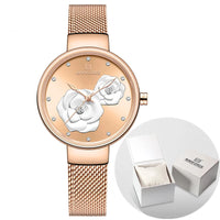 Ladies Luxury 3D Rose Quartz Watch – Creative Stainless Steel Waterproof Women’s - TREASURE ESHOP