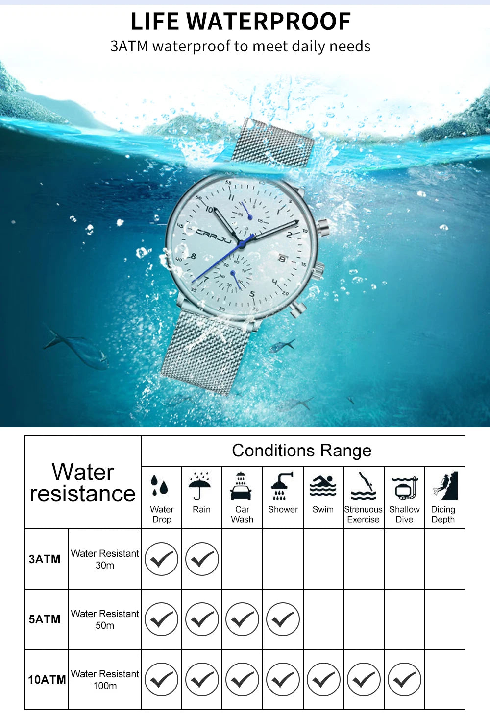 Men’s Luxury Chronograph Watch – Stainless Steel, Waterproof Quartz Military Sport Date Watch - TREASURE ESHOP