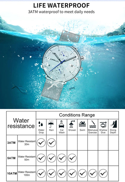 Men’s Luxury Chronograph Watch – Stainless Steel, Waterproof Quartz Military Sport Date Watch - TREASURE ESHOP