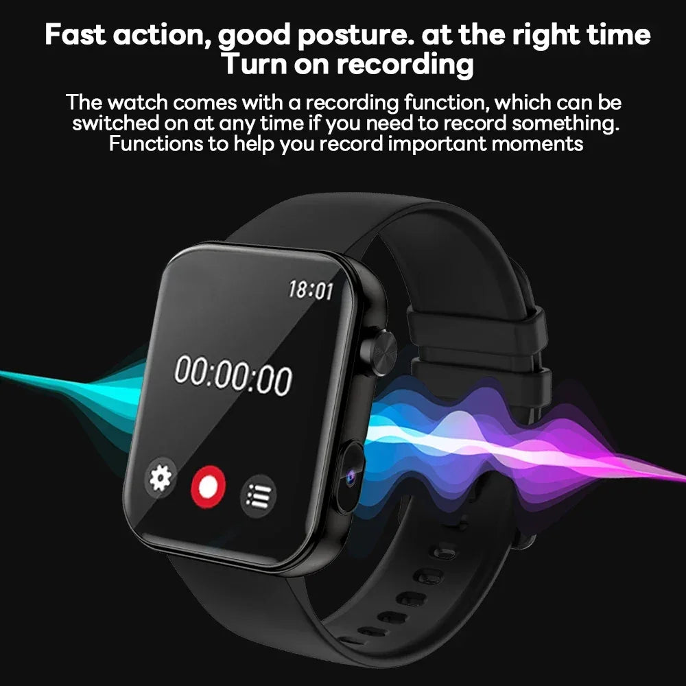 Smart Watch with Camera Video Recording – 1.91” Display, Bluetooth Call, Heart Rate Fitness Tracking | Android iOS - TREASURE ESHOP
