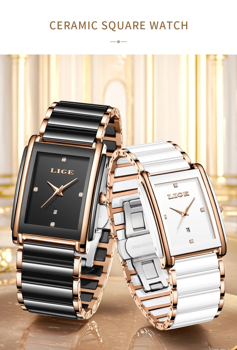Watch for Women Japanese Movement Ceramics Strap Luxury Ladies Bracelet Quartz Watches - TREASURE ESHOP