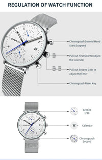 Men’s Luxury Chronograph Watch – Stainless Steel, Waterproof Quartz Military Sport Date Watch - TREASURE ESHOP