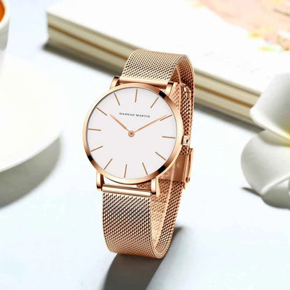 Women’s Rose Gold Quartz Watch – 36mm Minimalist Stainless Steel Waterproof Ladies Fashion Wristwatch