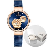 Ladies Luxury 3D Rose Quartz Watch – Creative Stainless Steel Waterproof Women’s - TREASURE ESHOP
