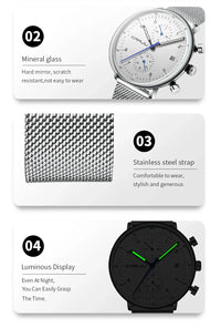 Men’s Luxury Chronograph Watch – Stainless Steel, Waterproof Quartz Military Sport Date Watch - TREASURE ESHOP