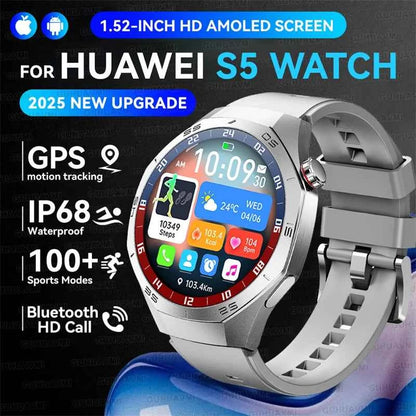 Men’s Smartwatch GT5 Pro – 1.52" HD AMOLED | GPS, Bluetooth Calling, Heart Rate Fitness Tracker | IP68 Waterproof