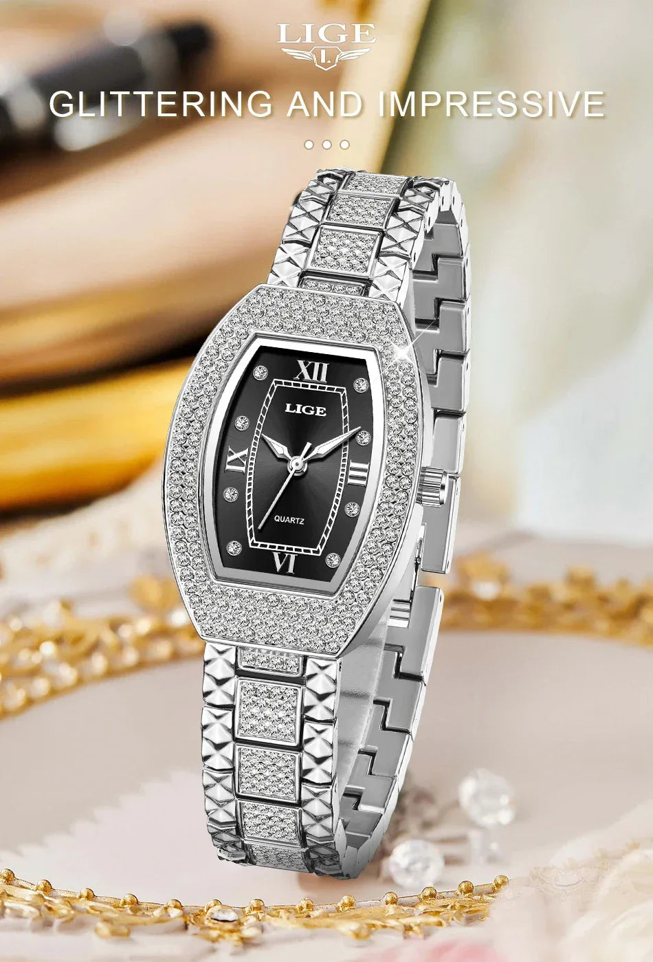 Luxury Diamond Women’s Watch | Elegant Stainless Steel - TREASURE ESHOP