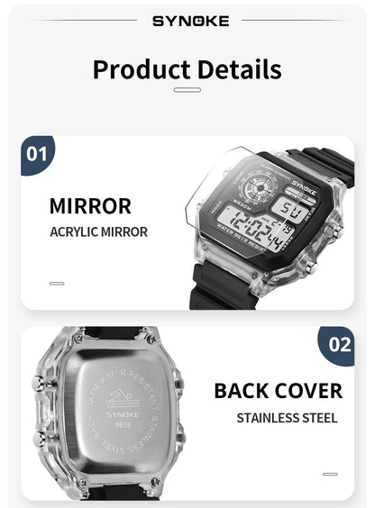 Men’s Digital Sports Waterproof Watch – Chronograph, Alarm, Backlight, Shock Resistant - TREASURE ESHOP