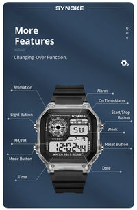 Men’s Digital Sports Waterproof Watch – Chronograph, Alarm, Backlight, Shock Resistant - TREASURE ESHOP