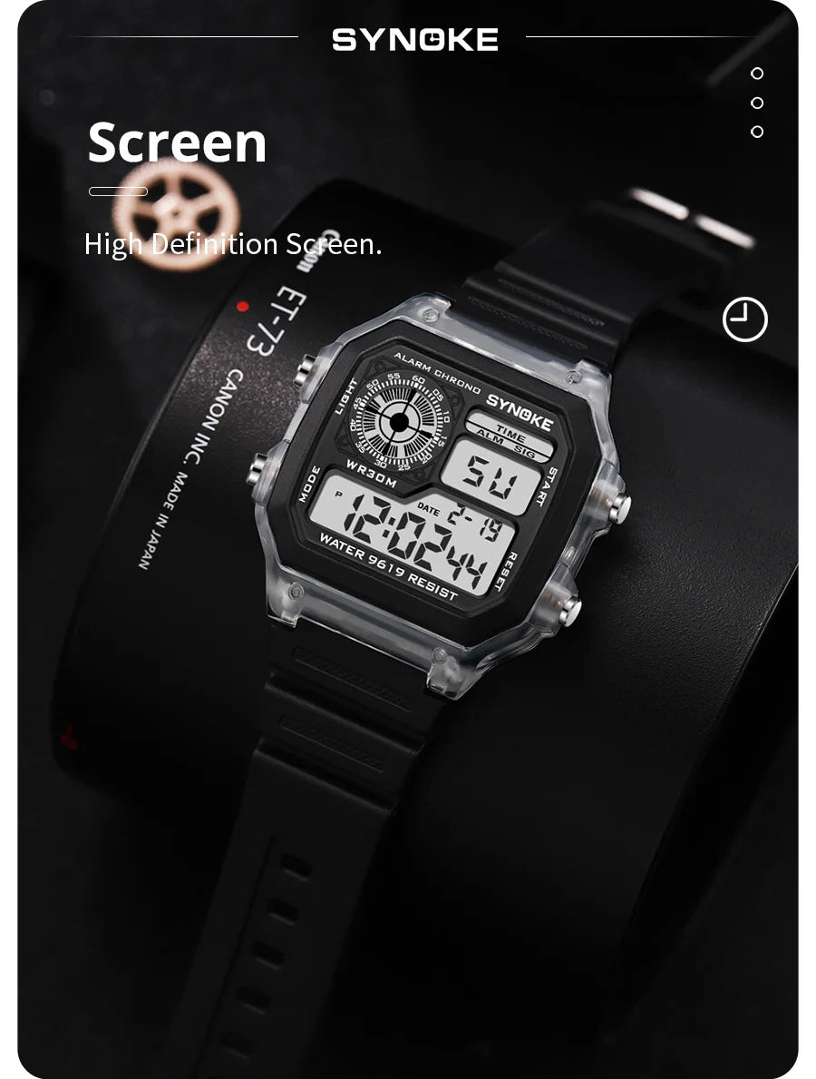 Men’s Digital Sports Waterproof Watch – Chronograph, Alarm, Backlight, Shock Resistant - TREASURE ESHOP