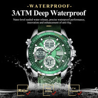 LED Men’s Watch – Luminous Dual Time Display with Alarm Chronograph - TREASURE ESHOP