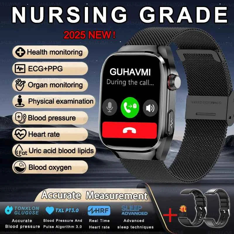 Men’s ECG+PPG Health Smartwatch – 2.04” AMOLED Sapphire, Blood Pressure, Oxygen, ECG, Body Composition, Bluetooth Call, IP68 Waterproof
