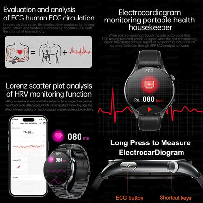 ECG+PPG Smartwatch with Uric Acid, Body Fat Blood Pressure Monitoring – 1.56” AMOLED, NFC, Heart Health Tracker for Android IOS - TREASURE ESHOP