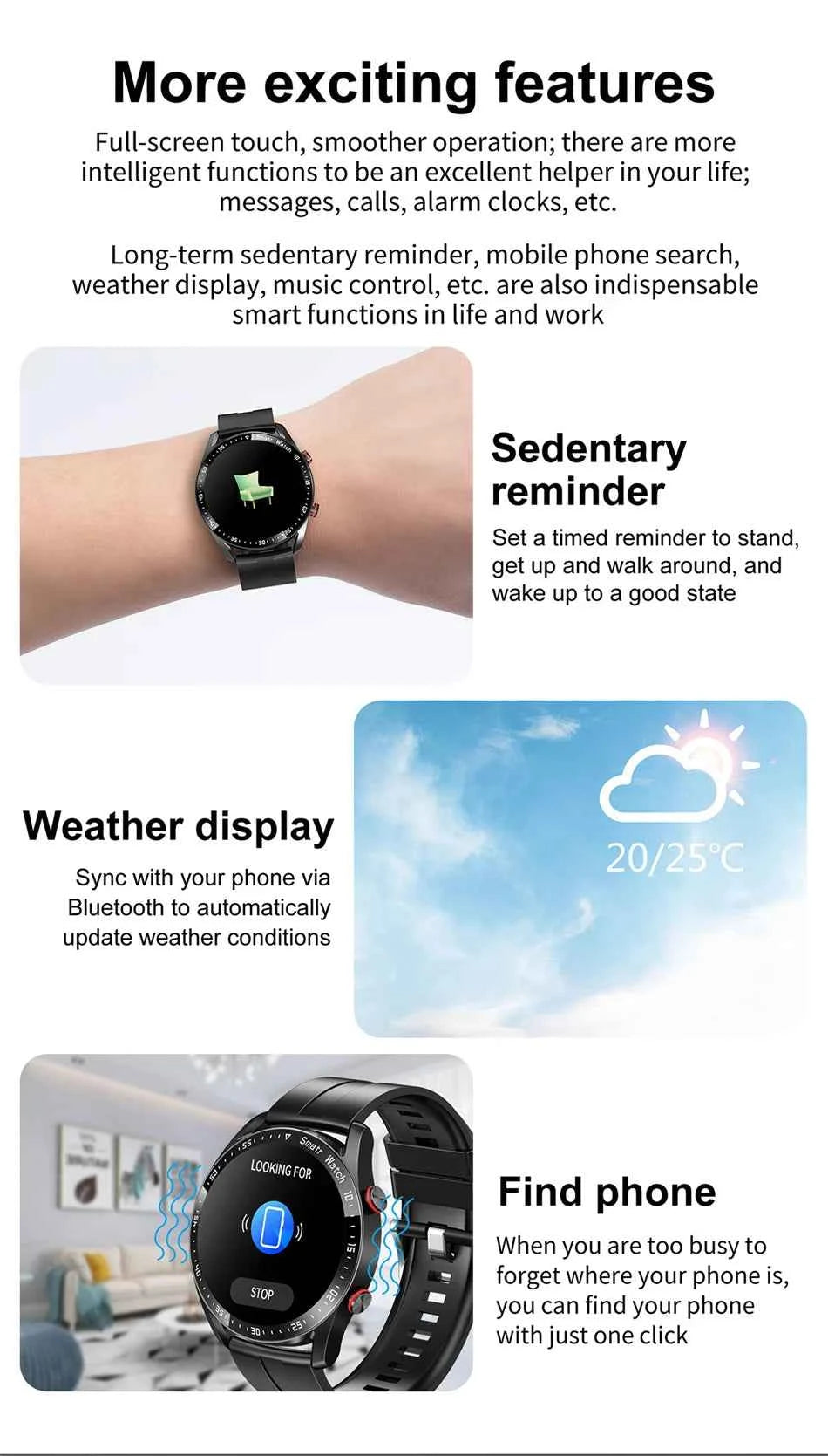 ChiBear Men’s Smartwatch – ECG+PPG Health Monitor | 1.28” HD Round Display | Bluetooth Call | Fitness &amp; Sports Waterproof Watch