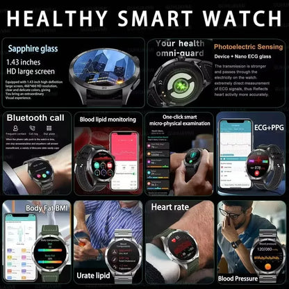 ECG+PPG Laser Health Smartwatch ET485 – Blood Pressure, Heart Rate, Uric Acid Body Composition | 1.43” AMOLED - TREASURE ESHOP
