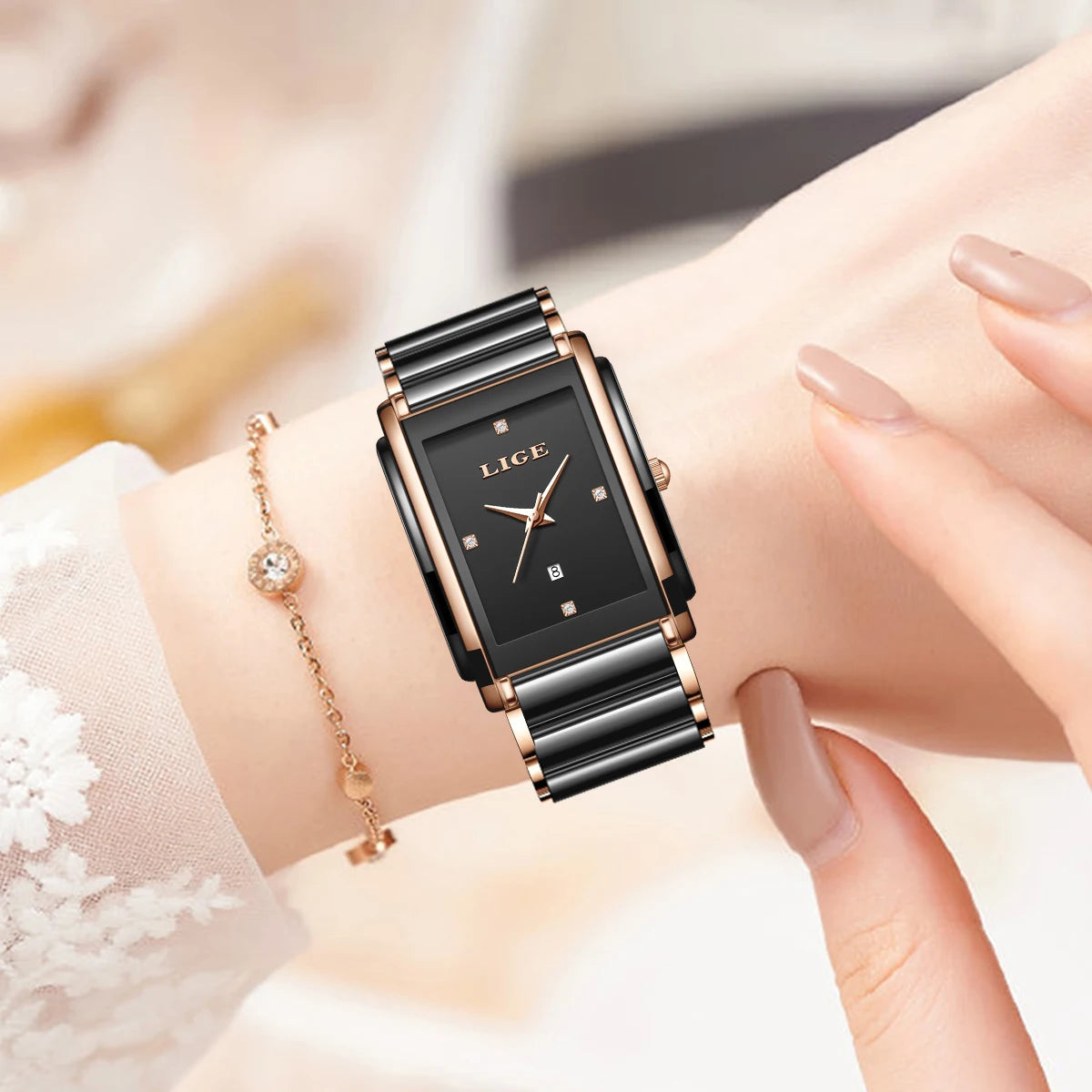Watch for Women Japanese Movement Ceramics Strap Luxury Ladies Bracelet Quartz Watches - TREASURE ESHOP