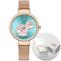 Ladies Luxury 3D Rose Quartz Watch – Creative Stainless Steel Waterproof Women’s - TREASURE ESHOP