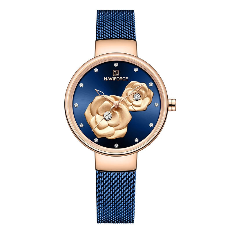 Ladies Luxury 3D Rose Quartz Watch – Creative Stainless Steel Waterproof Women’s - TREASURE ESHOP