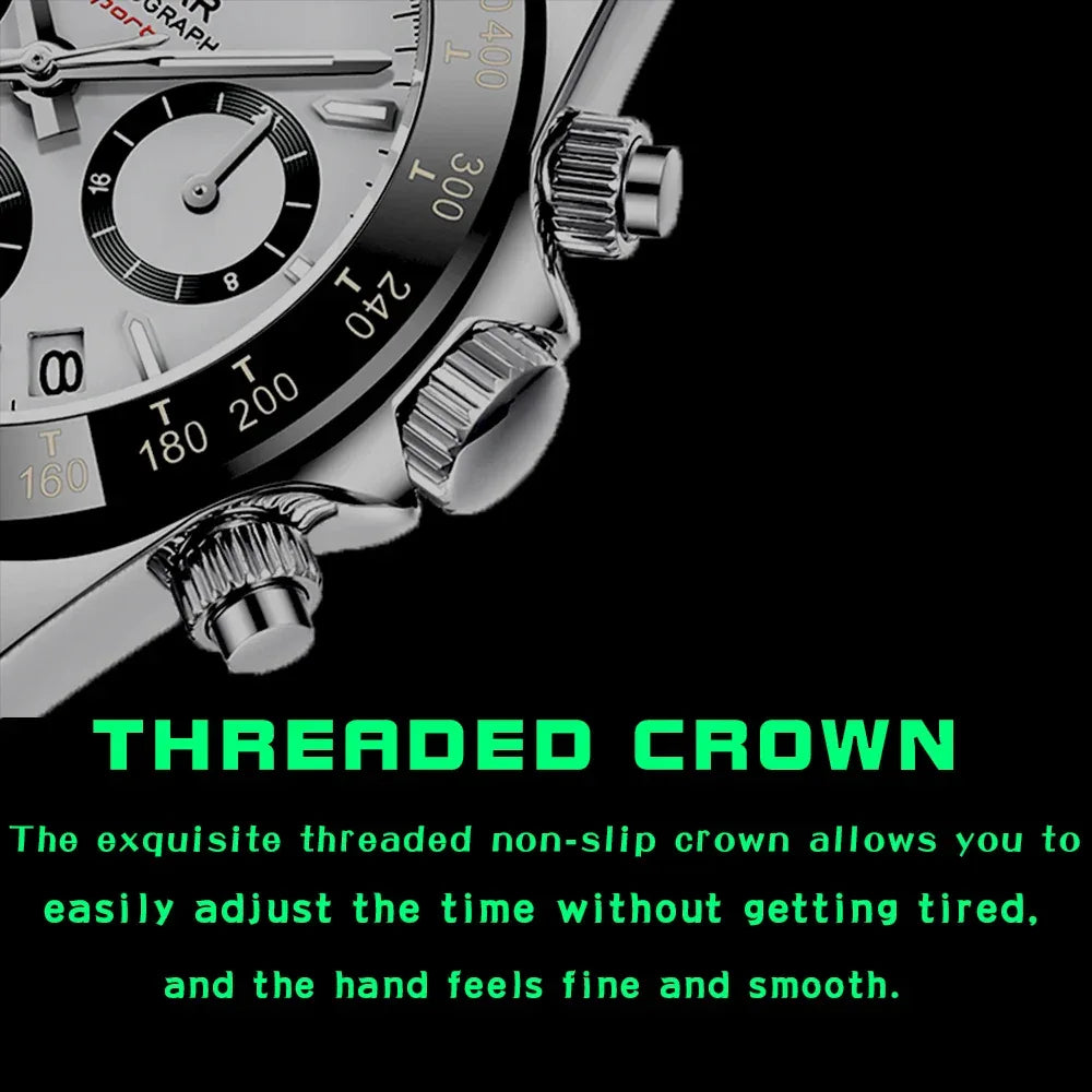 Luxury Men’s Chronograph Sport Watch – Stainless Steel, Waterproof Quartz Wristwatch - TREASURE ESHOP