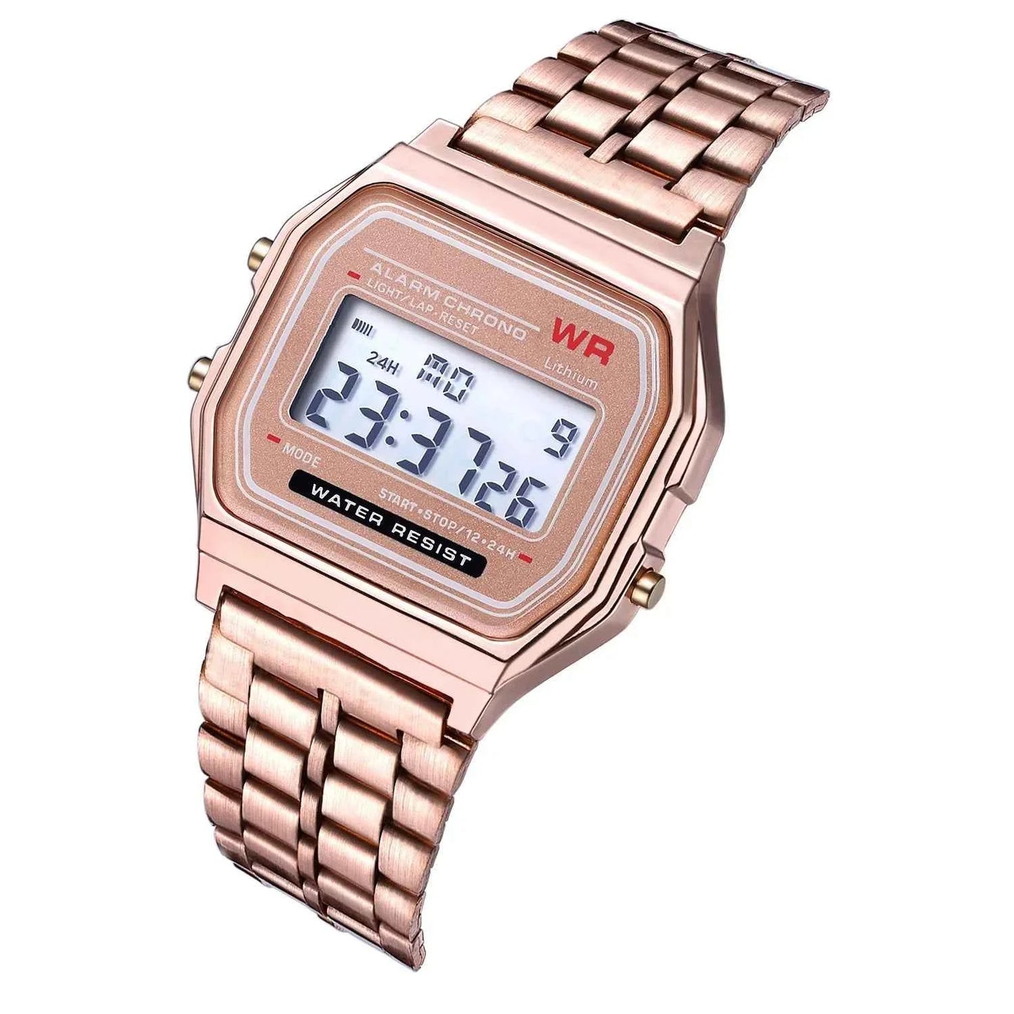 LED Digital Watch for Men – Stainless Steel Gold Silver Electronic Fashion Business Watch