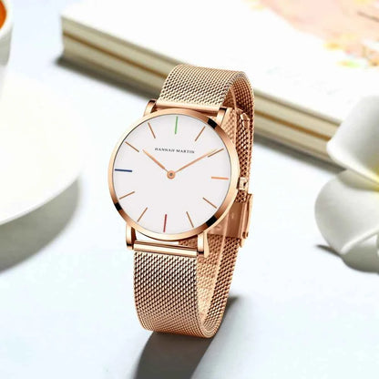 Women’s Rose Gold Quartz Watch – 36mm Minimalist Stainless Steel Waterproof Ladies Fashion Wristwatch