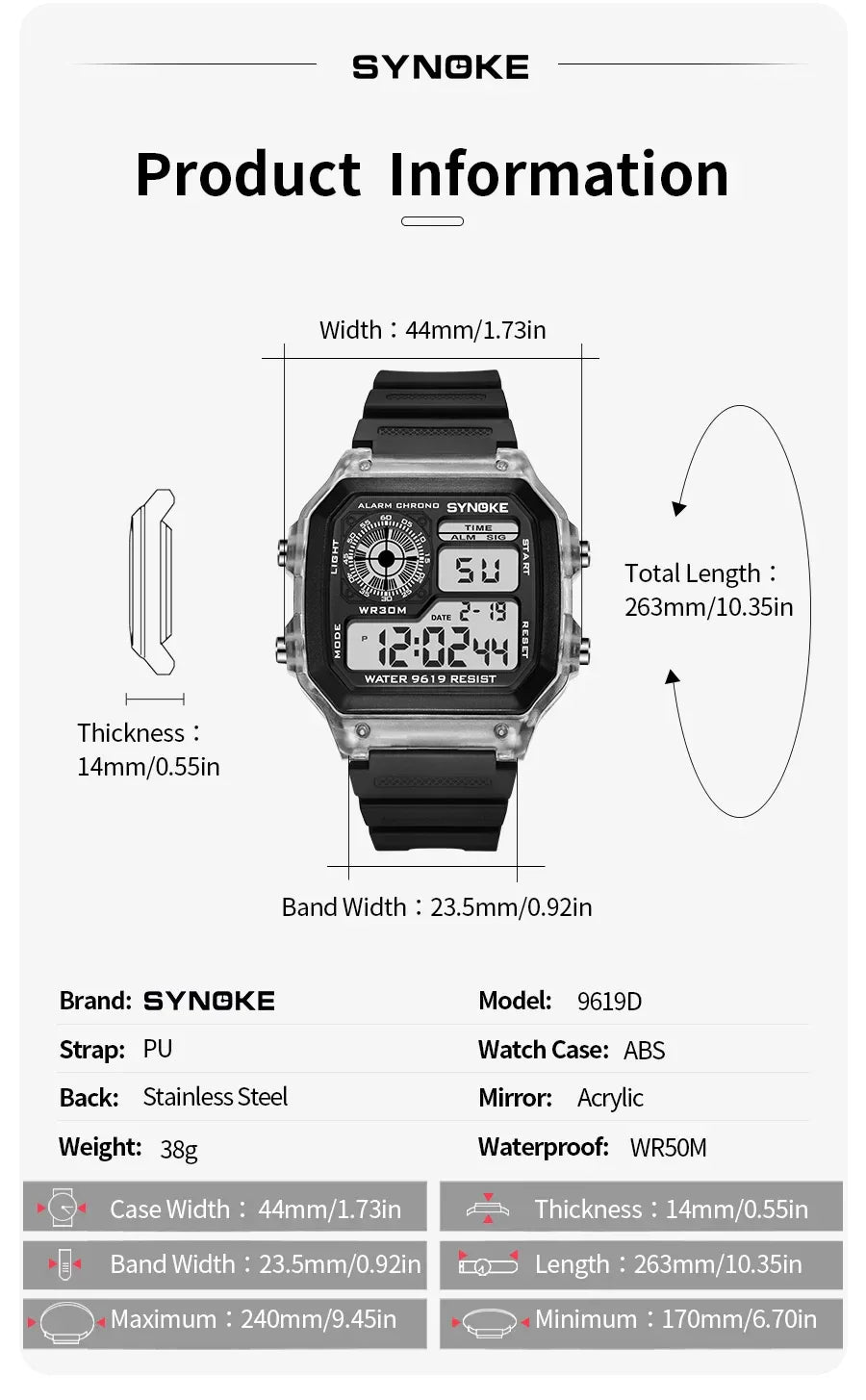 Men’s Digital Sports Waterproof Watch – Chronograph, Alarm, Backlight, Shock Resistant - TREASURE ESHOP