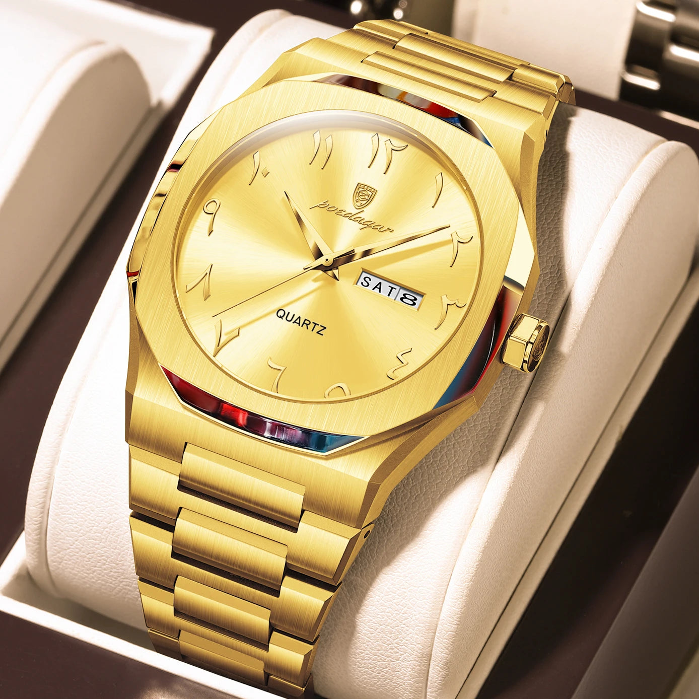 Military Men’s Quartz Watch – Waterproof Stainless Steel Luxury Wristwatch with Week Calendar - TREASURE ESHOP