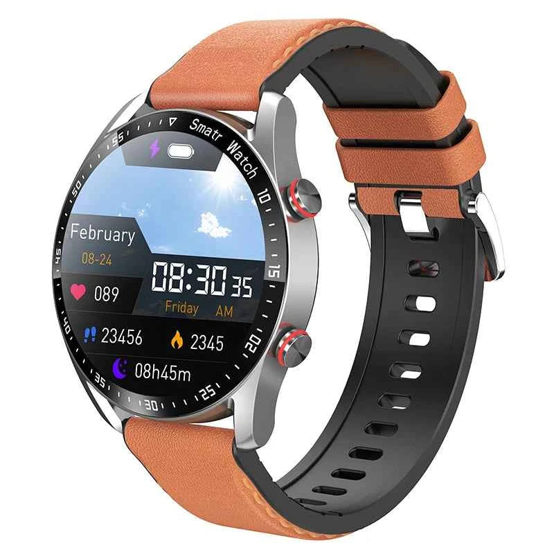 ChiBear Men’s Smartwatch – ECG+PPG Health Monitor | 1.28” HD Round Display | Bluetooth Call | Fitness &amp; Sports Waterproof Watch