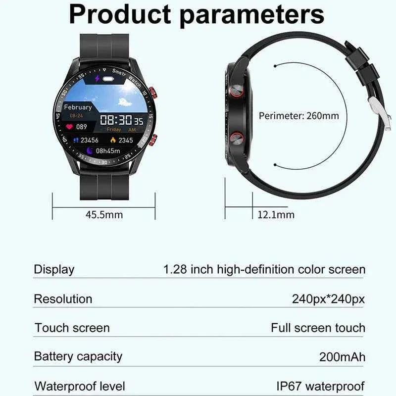 ChiBear Men’s Smartwatch – ECG+PPG Health Monitor | 1.28” HD Round Display | Bluetooth Call | Fitness &amp; Sports Waterproof Watch