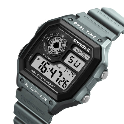 Men’s Digital Sports Waterproof Watch – Chronograph, Alarm, Backlight, Shock Resistant - TREASURE ESHOP