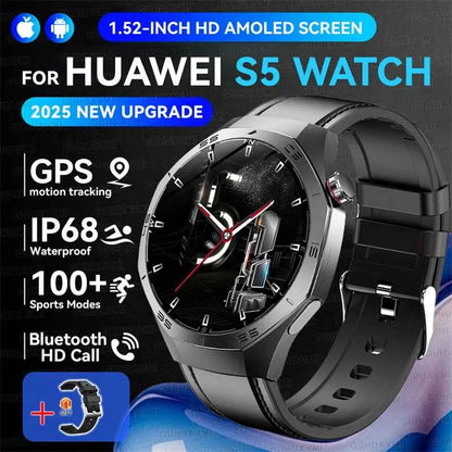 Men’s Smartwatch GT5 Pro – 1.52" HD AMOLED | GPS, Bluetooth Calling, Heart Rate Fitness Tracker | IP68 Waterproof
