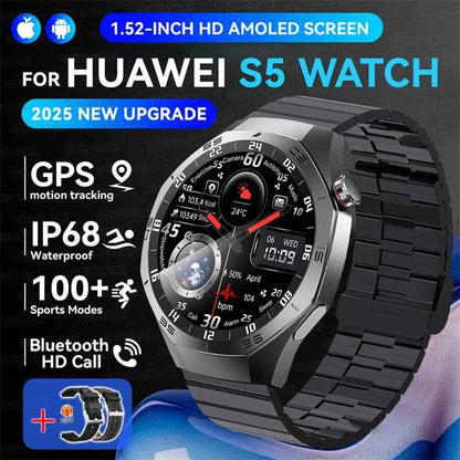 Men’s Smartwatch GT5 Pro – 1.52" HD AMOLED | GPS, Bluetooth Calling, Heart Rate Fitness Tracker | IP68 Waterproof