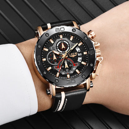 Men’s Luxury Leather Chronograph Watch | Waterproof & Luminous - TREASURE ESHOP