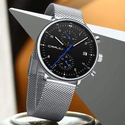 Men’s Luxury Chronograph Watch – Stainless Steel, Waterproof Quartz Military Sport Date Watch - TREASURE ESHOP