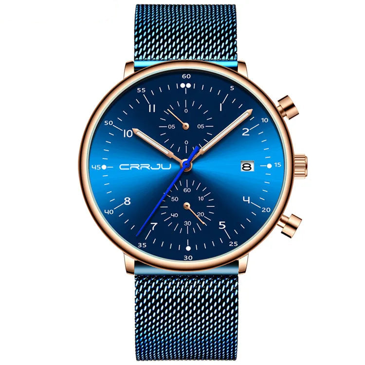 Men’s Luxury Chronograph Watch – Stainless Steel, Waterproof Quartz Military Sport Date Watch - TREASURE ESHOP