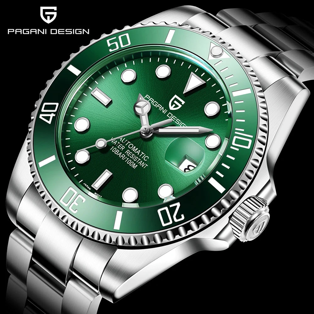 PAGANI DESIGN Automatic Watch Sapphire Glass Mechanical Wristwatch Sports Stainless Steel Waterproof Men Watch - TREASURE ESHOP