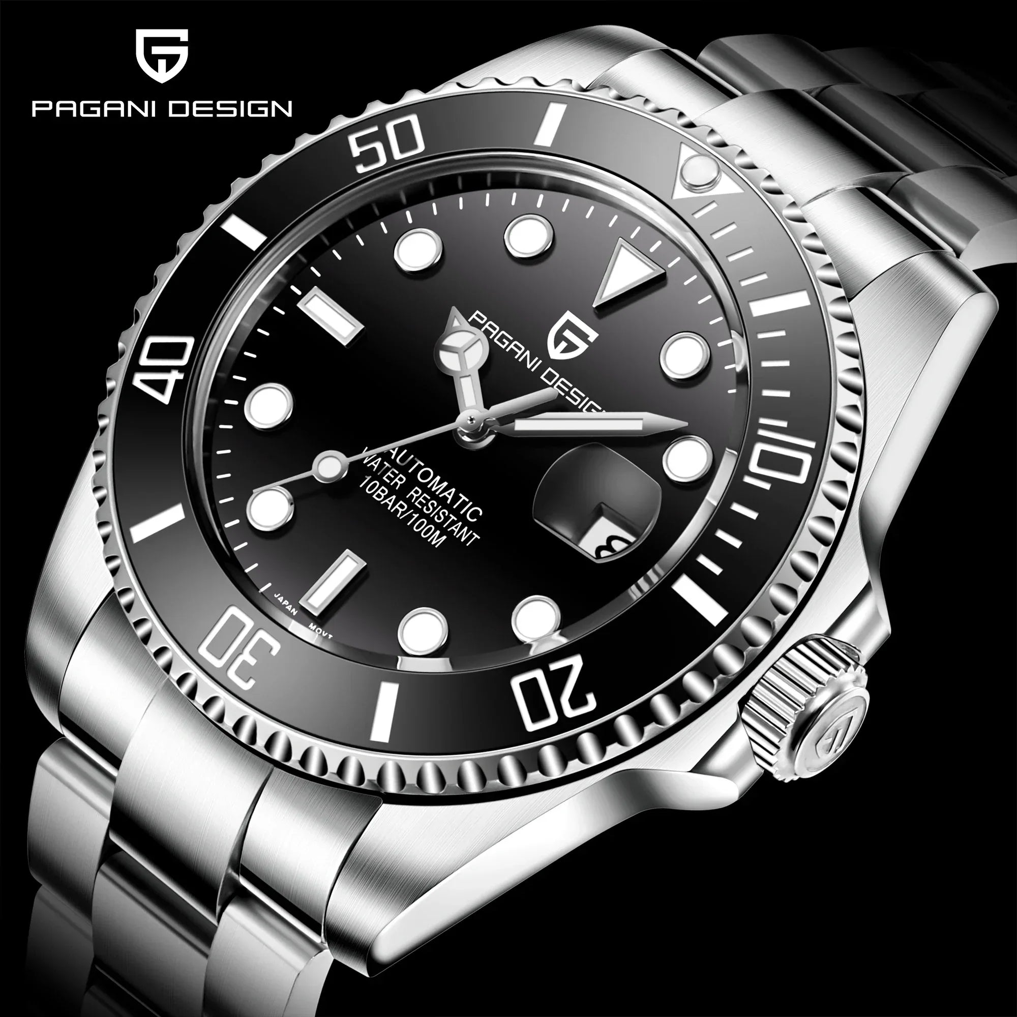PAGANI DESIGN Automatic Watch Sapphire Glass Mechanical Wristwatch Sports Stainless Steel Waterproof Men Watch - TREASURE ESHOP