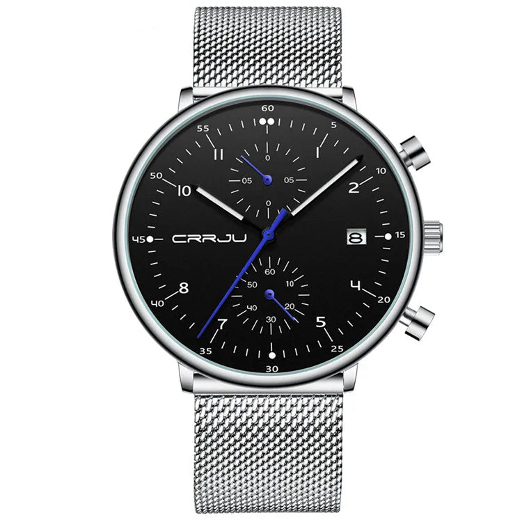 Men’s Luxury Chronograph Watch – Stainless Steel, Waterproof Quartz Military Sport Date Watch - TREASURE ESHOP