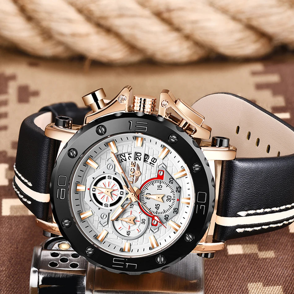 Men’s Luxury Leather Chronograph Watch | Waterproof & Luminous - TREASURE ESHOP