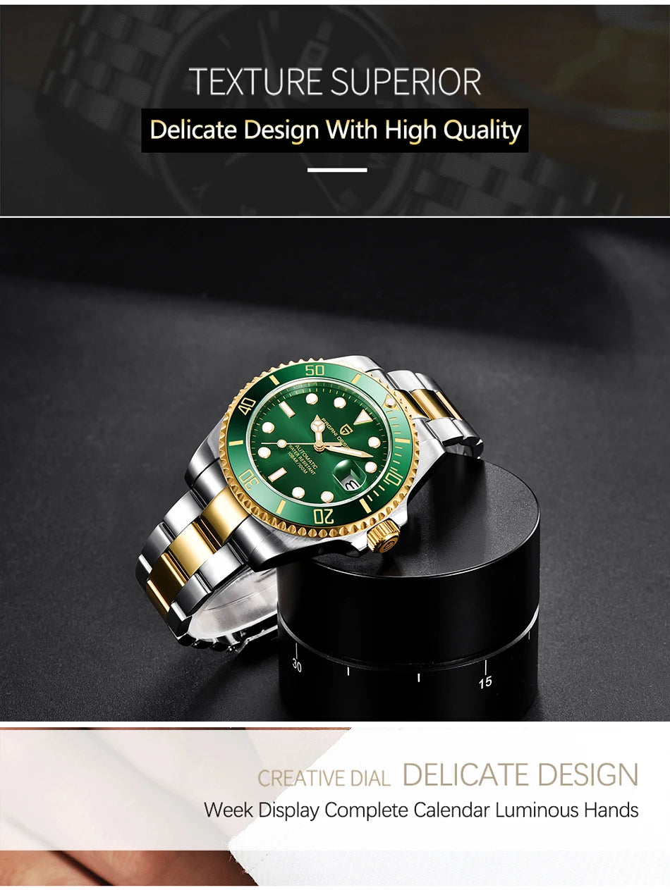 PAGANI DESIGN Automatic Watch Sapphire Glass Mechanical Wristwatch Sports Stainless Steel Waterproof Men Watch - TREASURE ESHOP