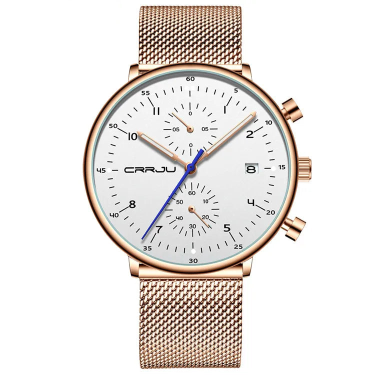 Men’s Luxury Chronograph Watch – Stainless Steel, Waterproof Quartz Military Sport Date Watch - TREASURE ESHOP