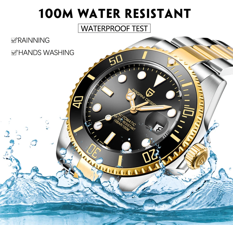 PAGANI DESIGN Automatic Watch Sapphire Glass Mechanical Wristwatch Sports Stainless Steel Waterproof Men Watch - TREASURE ESHOP