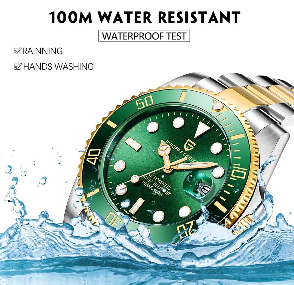 PAGANI DESIGN Automatic Watch Sapphire Glass Mechanical Wristwatch Sports Stainless Steel Waterproof Men Watch - TREASURE ESHOP
