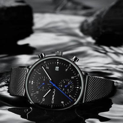 Men’s Luxury Chronograph Watch – Stainless Steel, Waterproof Quartz Military Sport Date Watch - TREASURE ESHOP