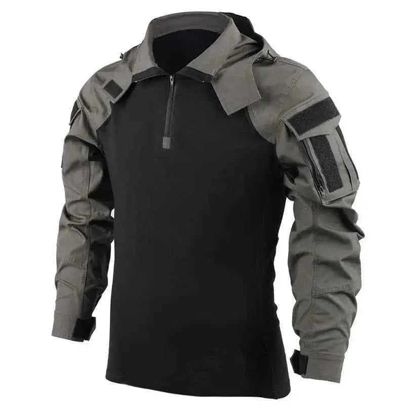 Men’s Tactical Camo Hooded Shirt – Outdoor Hunting Quick Dry Combat Top