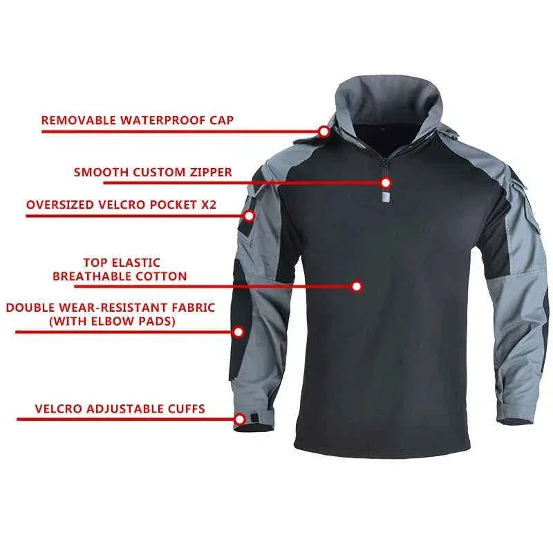 Men’s Tactical Camo Hooded Shirt – Outdoor Hunting Quick Dry Combat Top