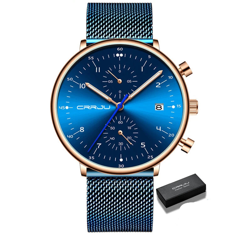 Men’s Luxury Chronograph Watch – Stainless Steel, Waterproof Quartz Military Sport Date Watch - TREASURE ESHOP