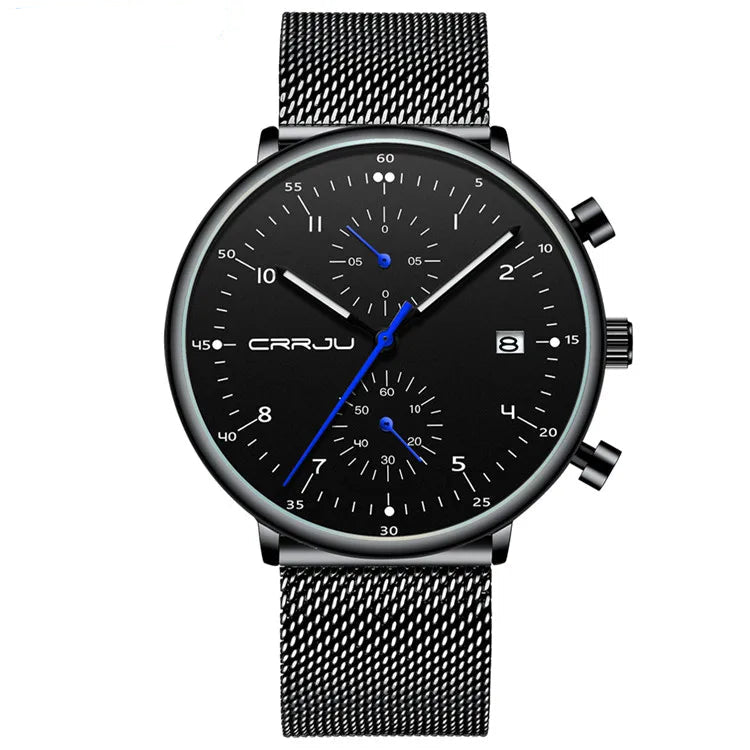 Men’s Luxury Chronograph Watch – Stainless Steel, Waterproof Quartz Military Sport Date Watch - TREASURE ESHOP