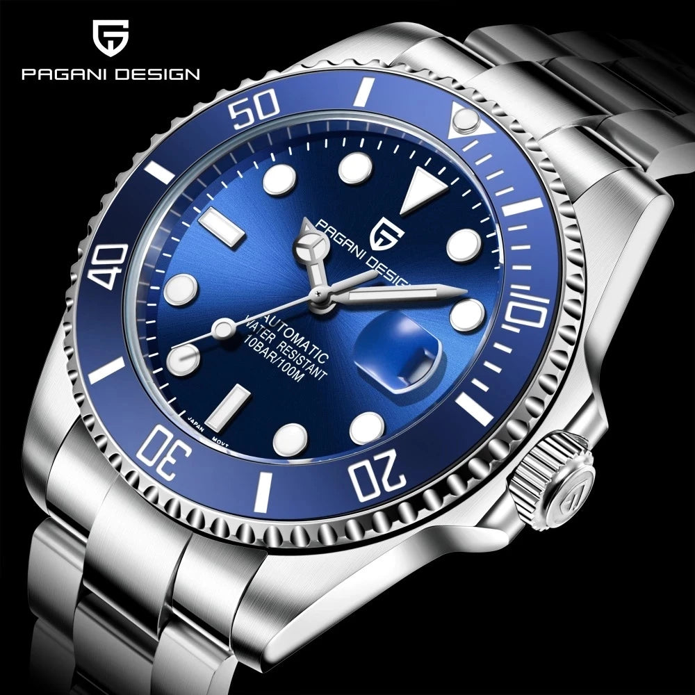 PAGANI DESIGN Automatic Watch Sapphire Glass Mechanical Wristwatch Sports Stainless Steel Waterproof Men Watch - TREASURE ESHOP