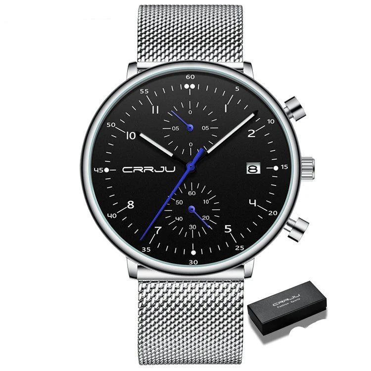 Men’s Luxury Chronograph Watch – Stainless Steel, Waterproof Quartz Military Sport Date Watch - TREASURE ESHOP